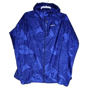 Patagonia Houdini Bajadas Womens Blue Floral Windbreaker Hooded jacket size XL